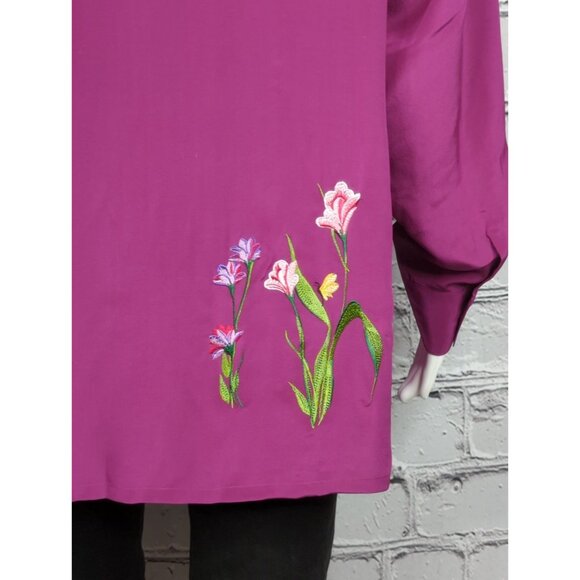 Vintage Donna Dewberry Womens M Silk Embroidered Top Fuchsia QVC New Roomy Fit - Picture 9 of 11